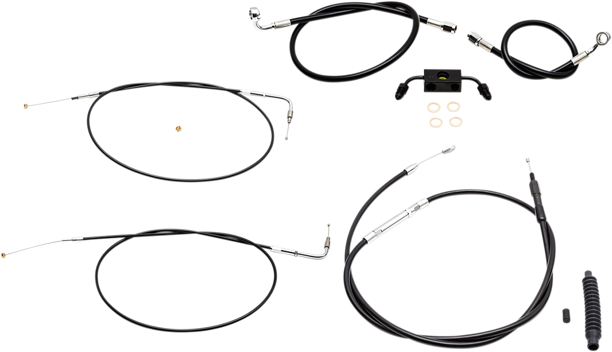 LA Choppers Standard Black Vinyl Handlebar Cable/Brake Line Kit — Mini/Ape Hanger