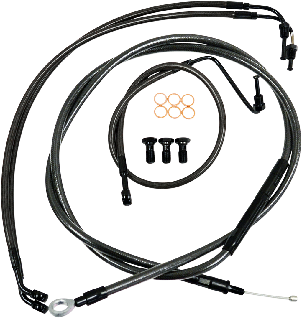 LA Choppers Standard Midnight Braided Handlebar Cable/Brake Line Kit — Ape Hanger