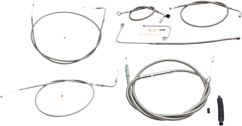 LA Choppers Standard Stainless Braided Handlebar Cable/Brake Line Kit