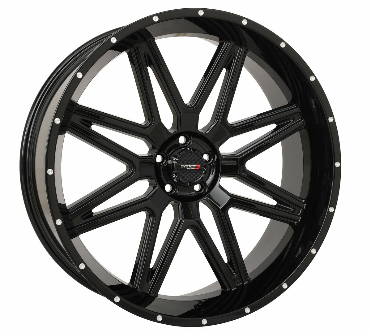 System 3 ST7 Wheel 24X9 5+4 (0MM) 5/4.5 Gloss Black 24S3-7155 for Polaris RZR Pro R Premium / RZR Pro R Sport & More