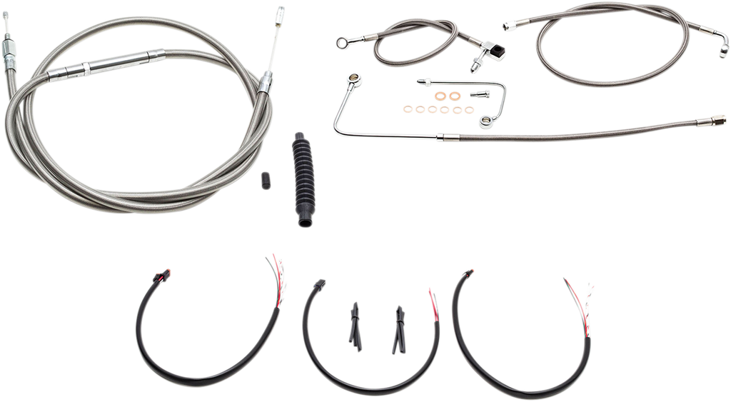 LA Choppers Complete Stainless Braided Handlebar Cable/Brake Line Kit — Cable Kit