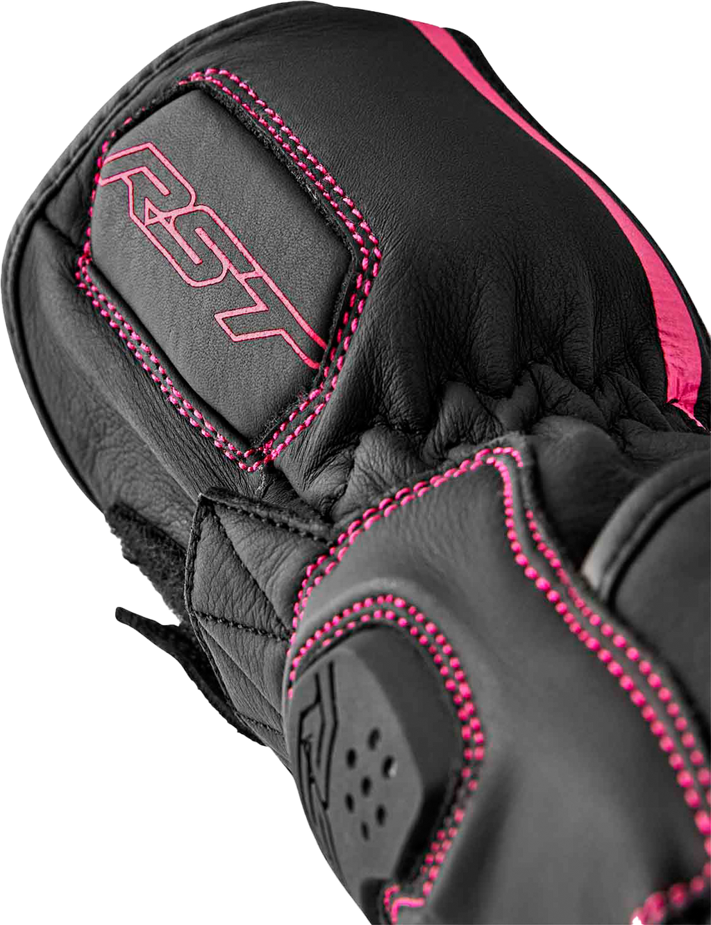 RST Womens S1 Glove Black/Pink Leather LG 103653PNK-08