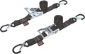 Powertye 1 1/2" Fat Ratchet Straps w/Secure Hooks TIE-Down Ratchet SEC Hook 1.5"X6' Black Pair 30572-S