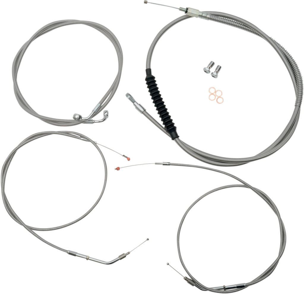 LA Choppers Standard Stainless Braided Handlebar Cable/Brake Line Kit