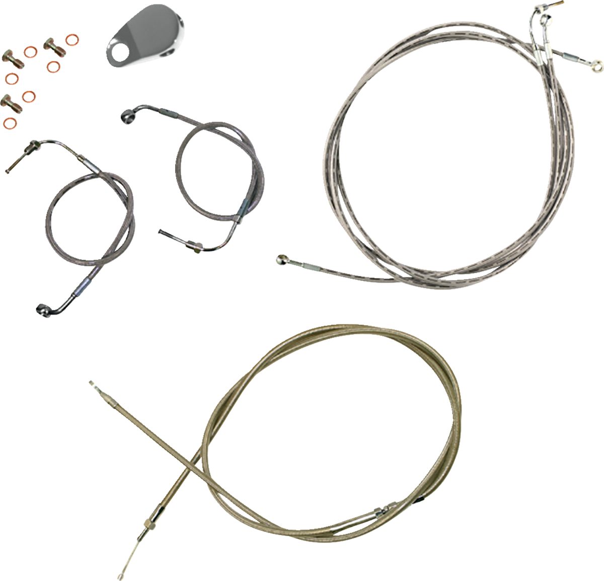 LA Choppers Standard Stainless Braided Handlebar Cable/Brake Line Kit