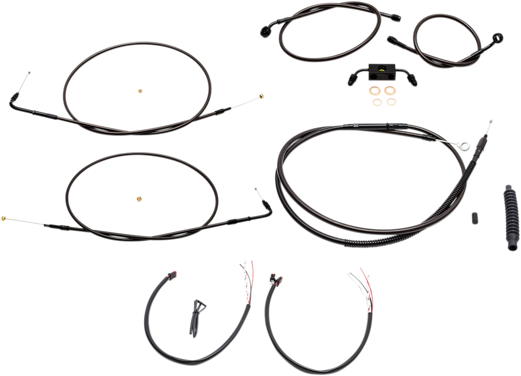 LA Choppers Complete Midnight Braided Handlebar Cable/Brake Line Kit — Standard