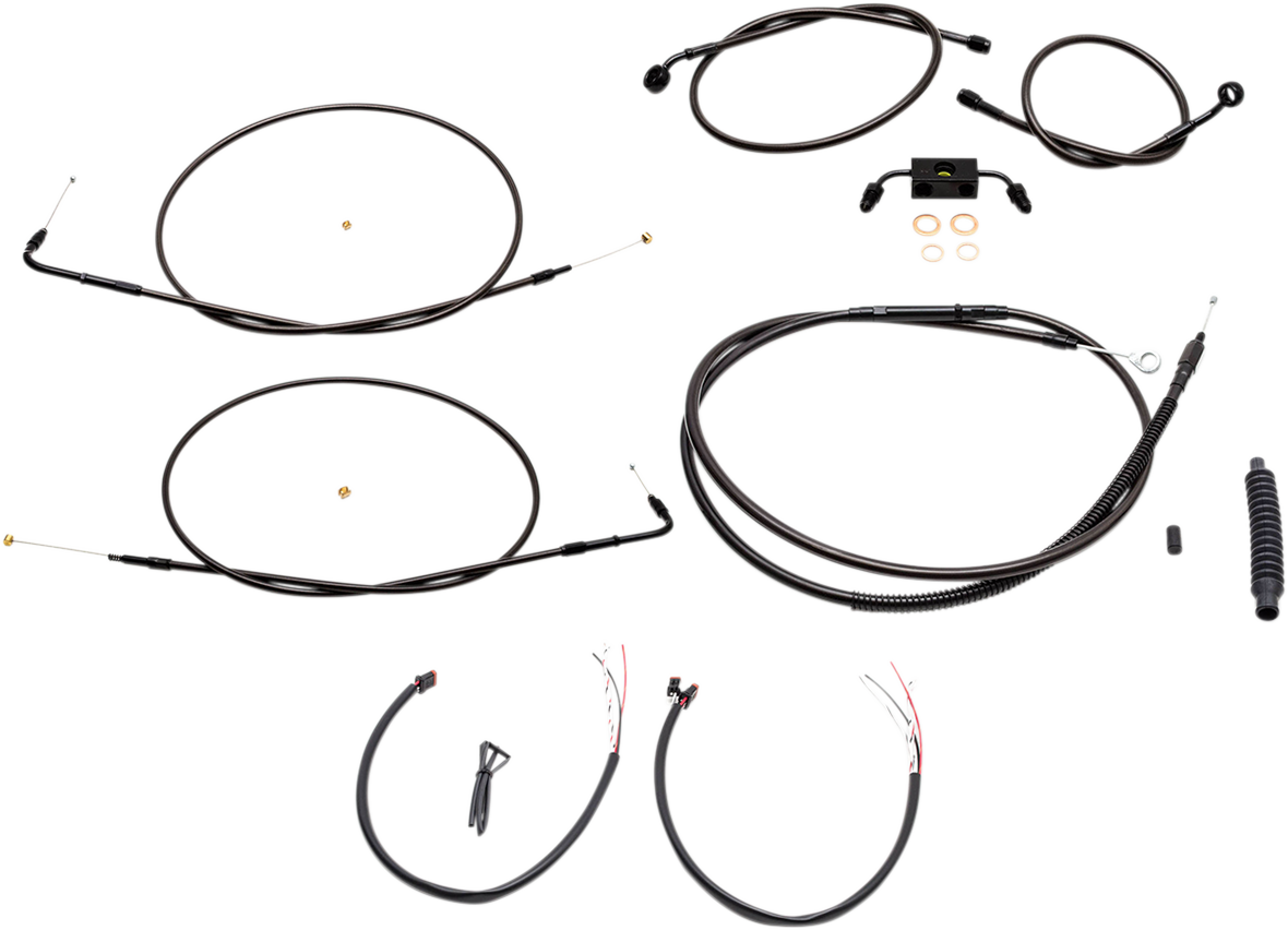 LA Choppers Complete Midnight Braided Handlebar Cable/Brake Line Kit — Standard