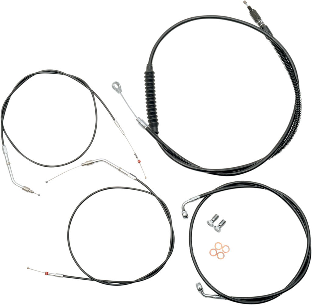 LA Choppers Standard Black Vinyl Handlebar Cable/Brake Line Kit — Mini/Ape Hanger