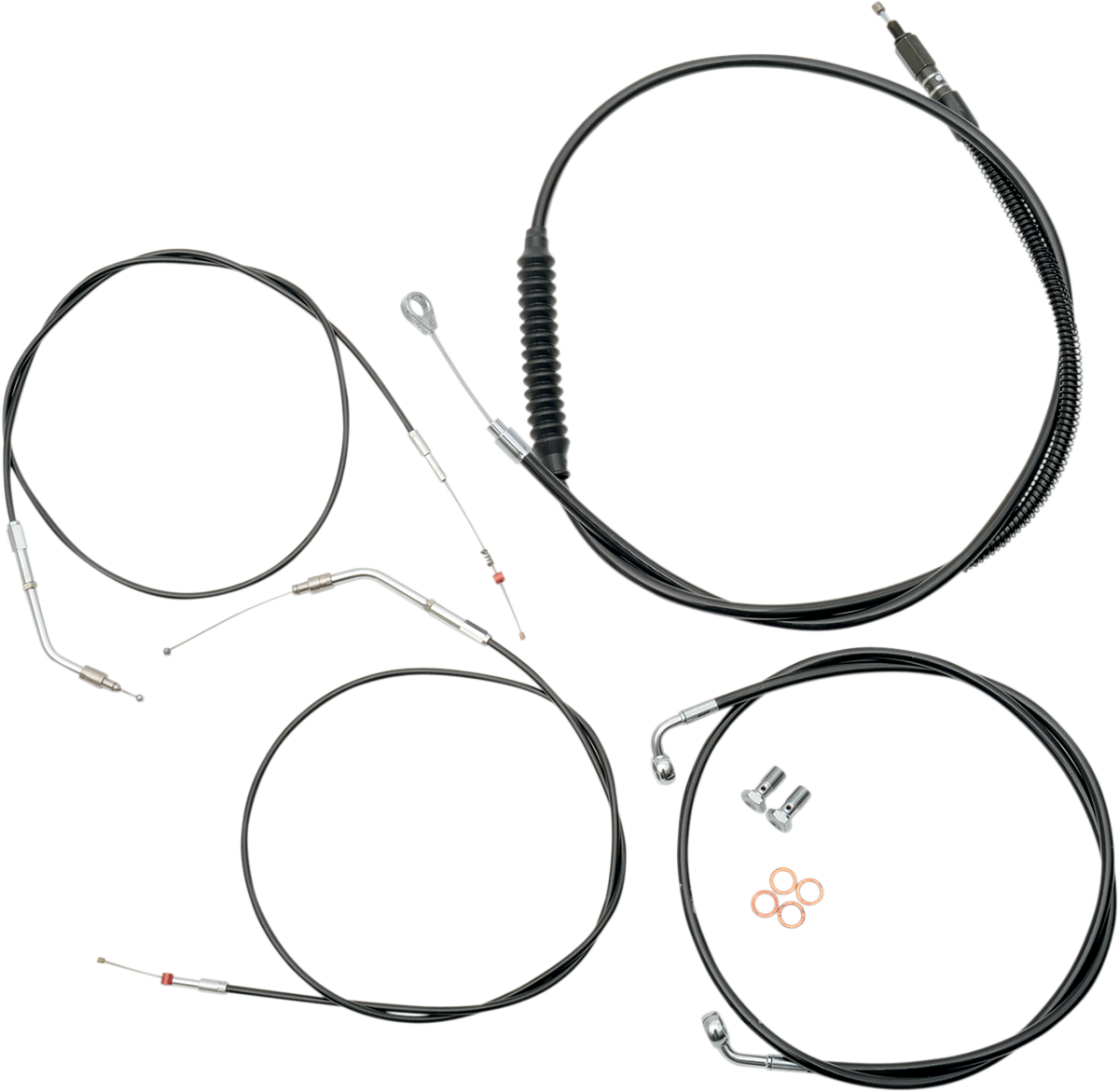 LA Choppers Standard Black Vinyl Handlebar Cable/Brake Line Kit — Mini/Ape Hanger