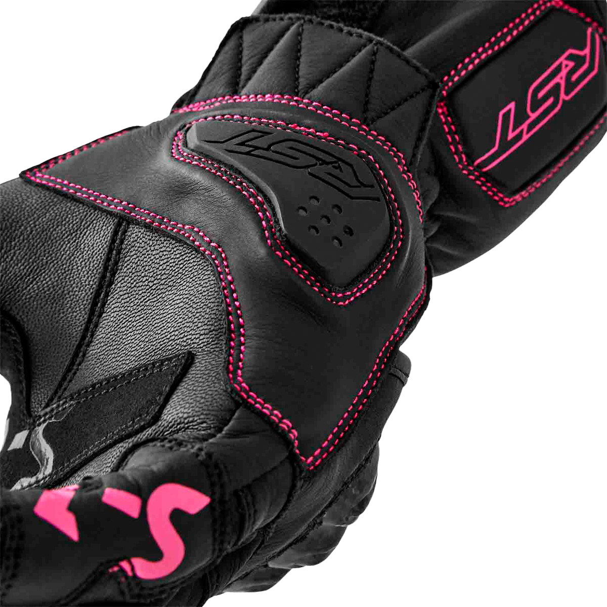 RST Womens S1 Glove Black/Pink Leather SM 103653PNK-06
