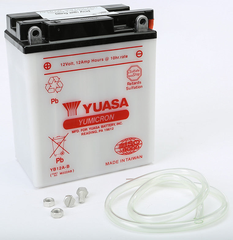 Yuasa 6V and 12V Standard Yumicron Battery Battery YB12A-B Conventional YUAM222AB for Honda GB500 / VFR700F Interceptor & More