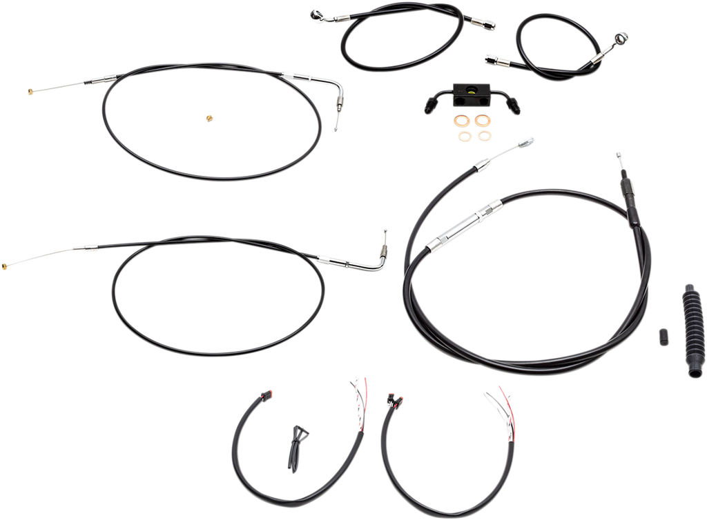 LA Choppers Complete Black Vinyl Braided Handlebar Cable/Brake Line Kit