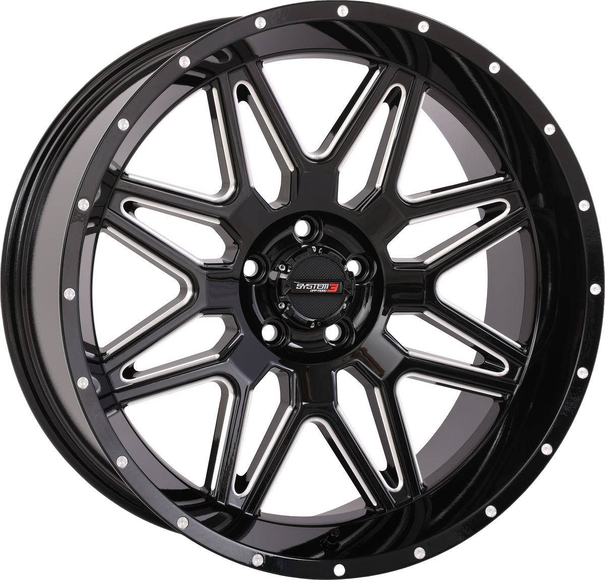 System 3 ST7 Wheel 20X9 5+4 (0MM) 5/4.5 Gloss Black Milled 20S3-7455
