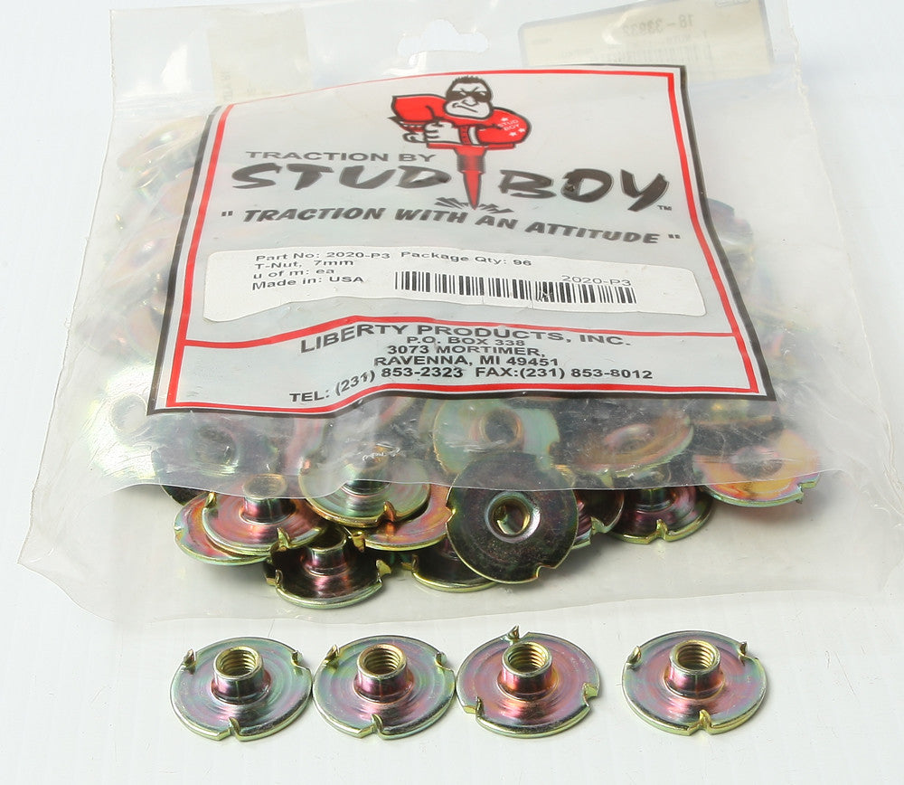 Stud Boy T-Nuts- 1" X 7MM- 96/PKG 2020-P3