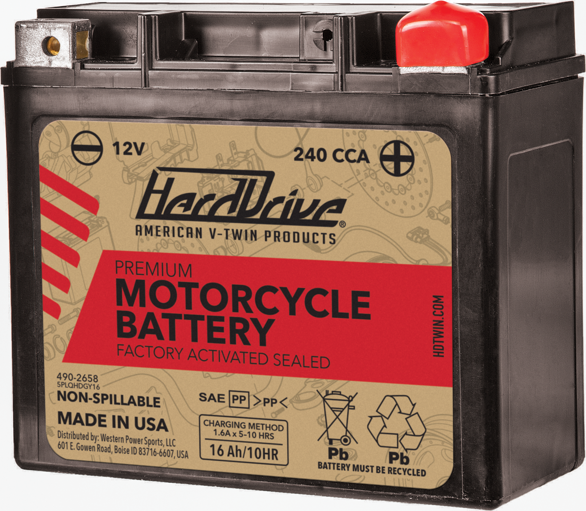 Harddrive Premium Battery GYZ16HL / YTX14L CCA 240 HRDM716GH for Harley-Davidson XG 500 Street / XG 750 Street & More