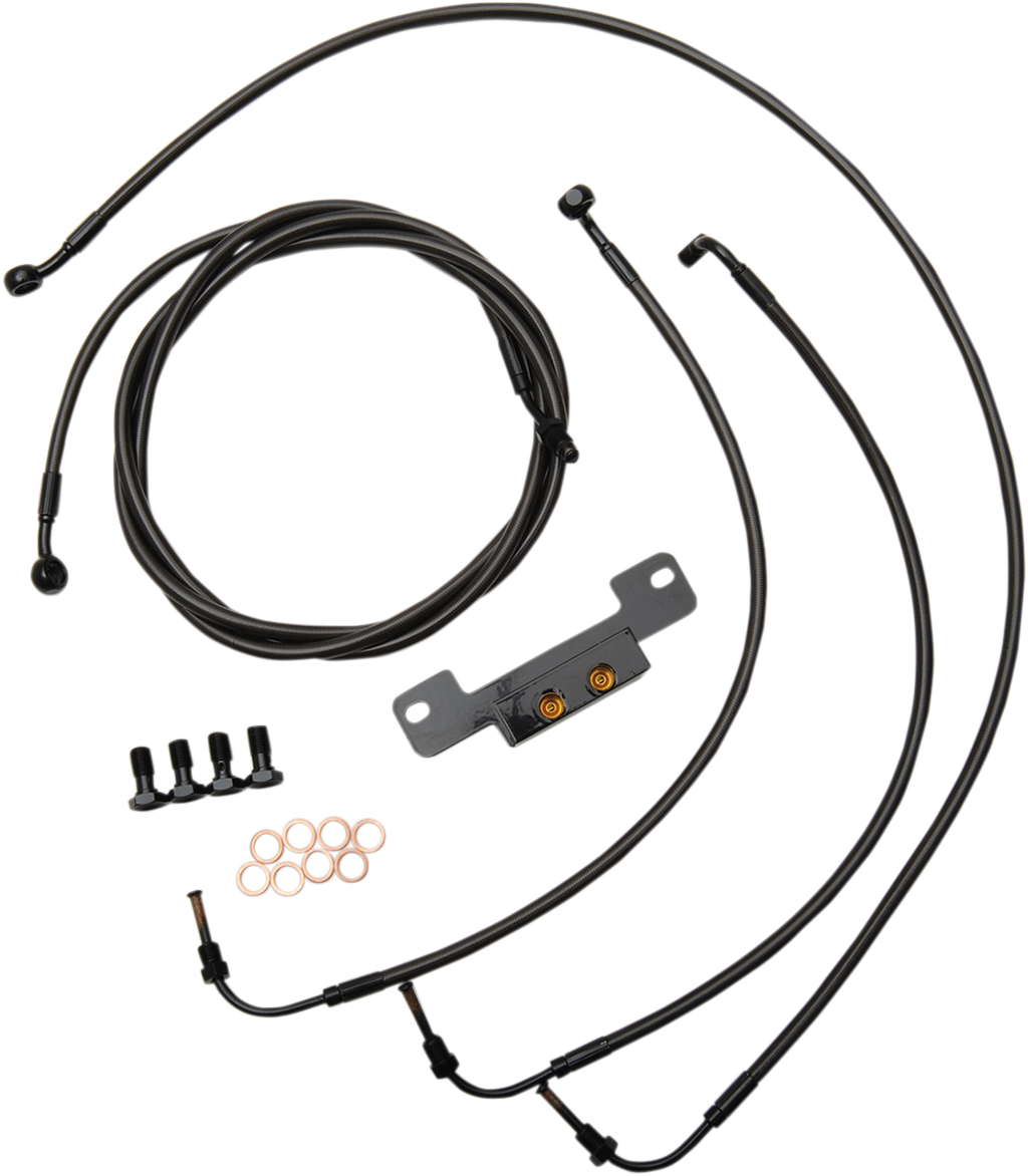 LA Choppers Standard Midnight Braided Handlebar Cable/Brake Line Kit — Ape Hanger