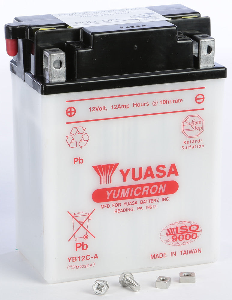 Yuasa 6V and 12V Standard Yumicron Battery Battery YB12C-A Conventional YUAM222CA for Yamaha YFA1 Breeze 125 / YFB250 Timberwolf 2WD [SRA] & More
