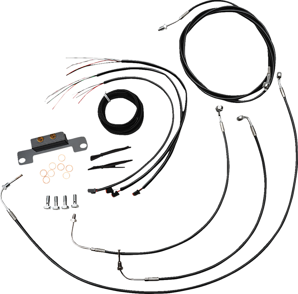 LA Choppers Complete Black Vinyl Braided Handlebar Cable/Brake Line Kit