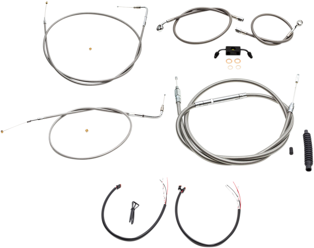 LA Choppers Complete Stainless Braided Handlebar Cable/Brake Line Kit — Cable Kit