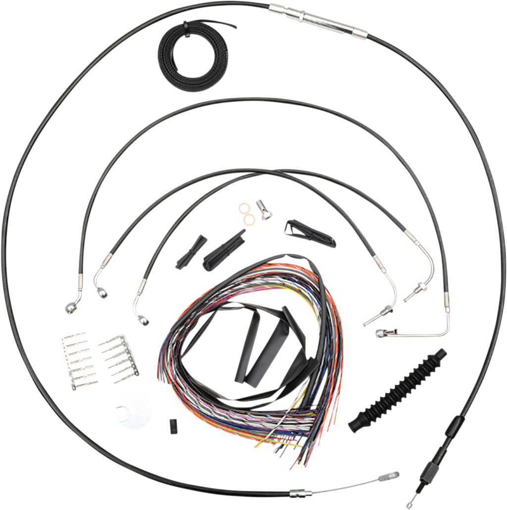 LA Choppers Complete Black Vinyl Braided Handlebar Cable/Brake Line Kit