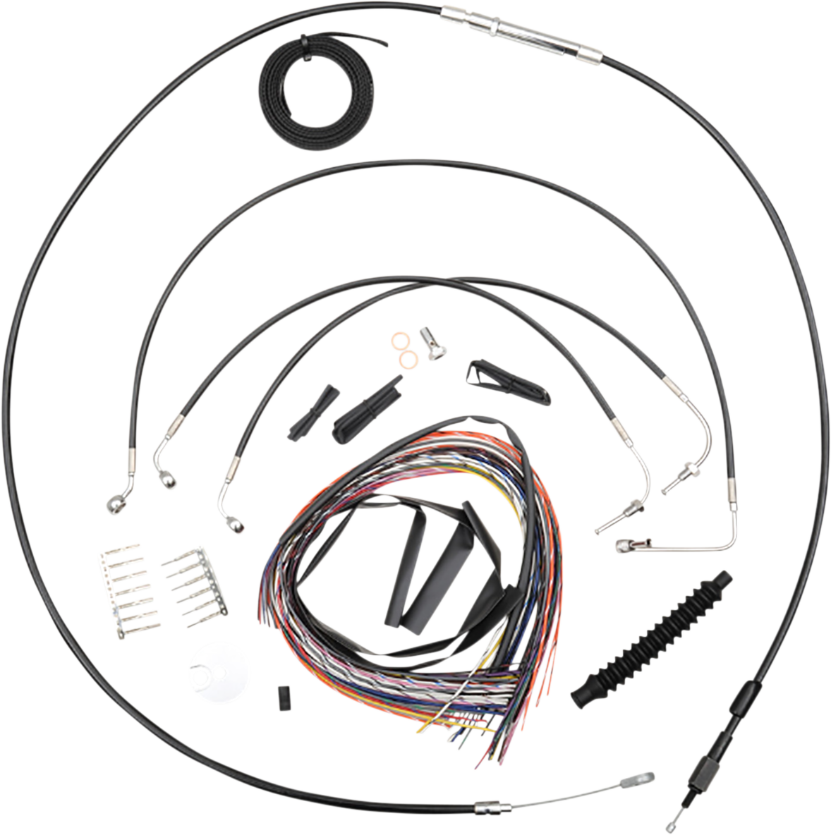 LA Choppers Complete Black Vinyl Braided Handlebar Cable/Brake Line Kit