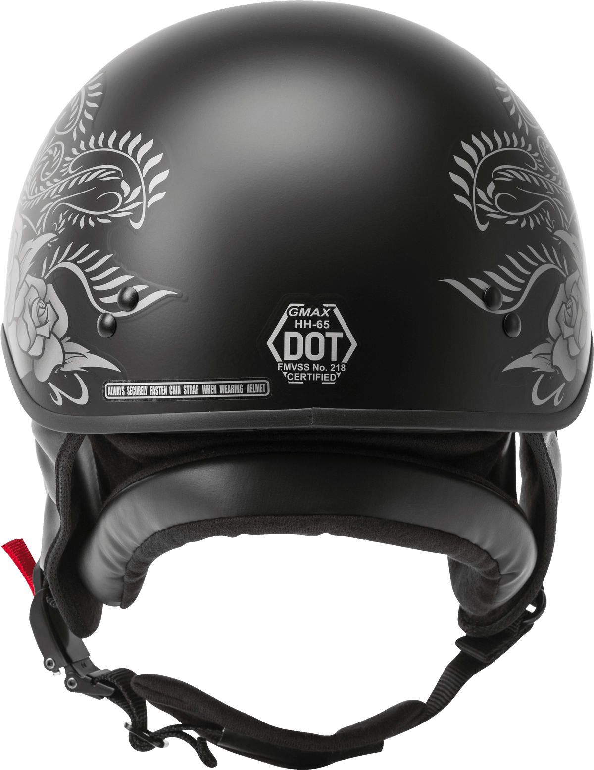 GMAX HH-65 Half Helmet Rose Naked Matte Black/silver SM H1657074