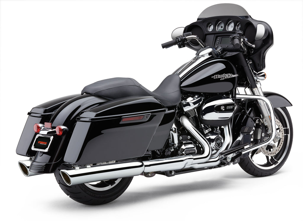 Cobra 909-TWINS 4" Slip-ONS Chrome FLH/FLT 17-25 6108 for Harley-Davidson