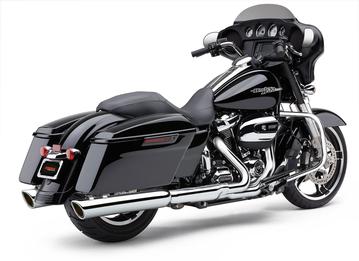Cobra 909-TWINS 4" Slip-ONS Chrome FLH/FLT 17-25 6108 for Harley-Davidson