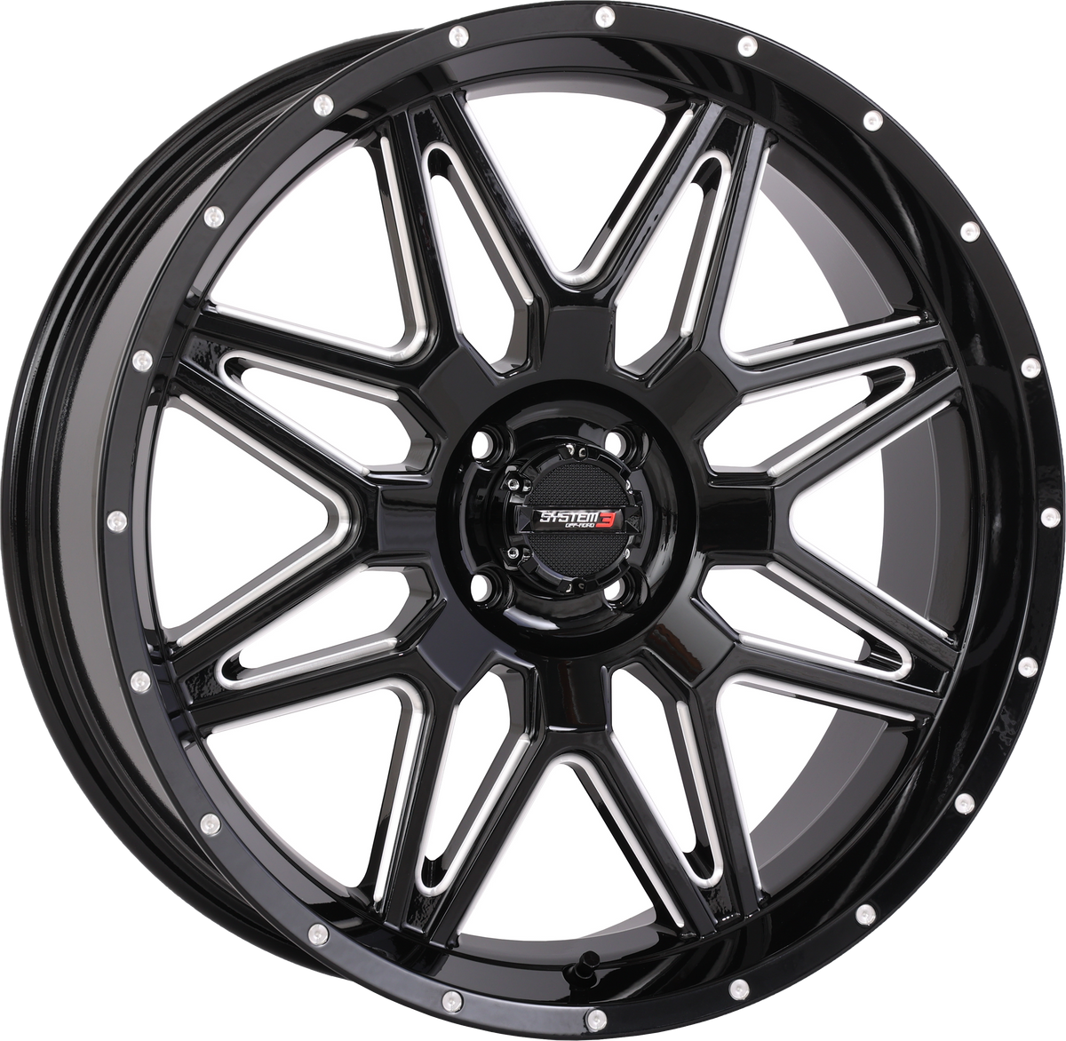 System 3 ST7 Wheel 20X7 4+3 (+10MM) 4/110 Gloss Black Milled 20S3-7210