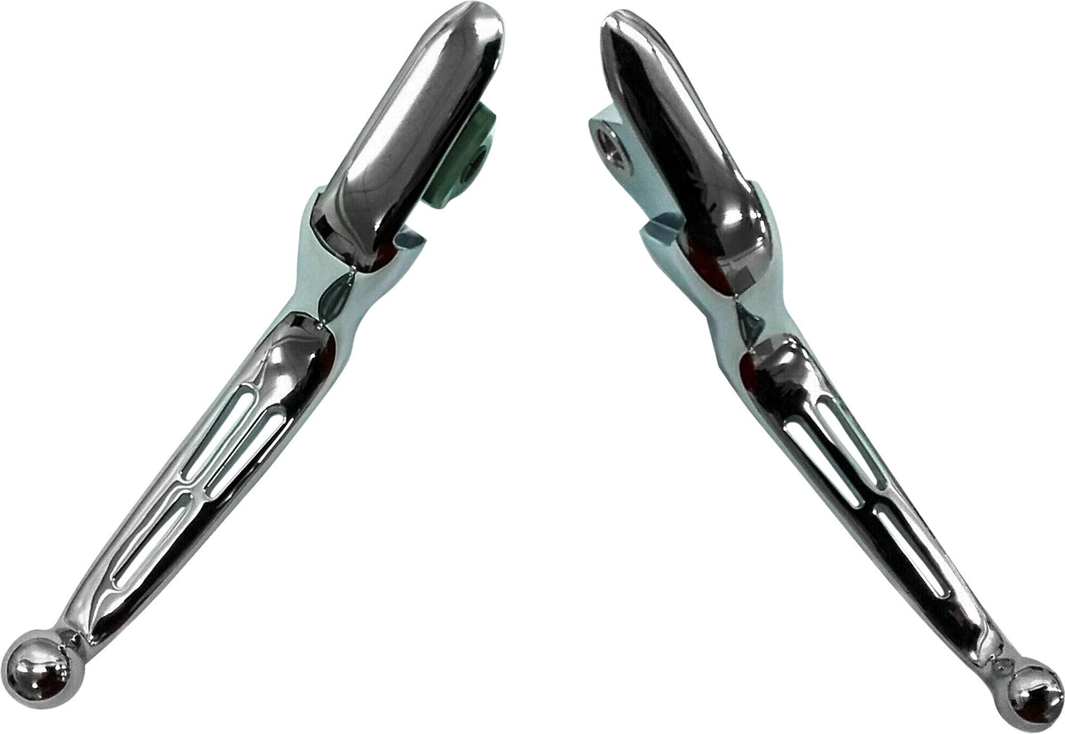 Harddrive Custom Levers Slotted Lever Set Chrome Softail 15-24 Cable 053574 for Harley-Davidson FLDE Softail Deluxe / FLFB Softail Fat Boy & More
