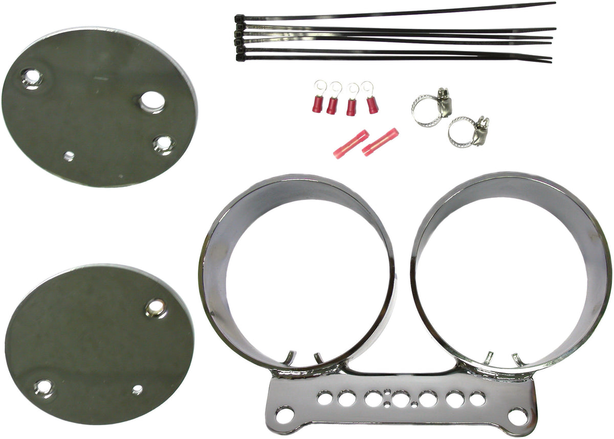 Harddrive Dual Gauge Mount Bracket Kit Chrome 169389 for Harley-Davidson