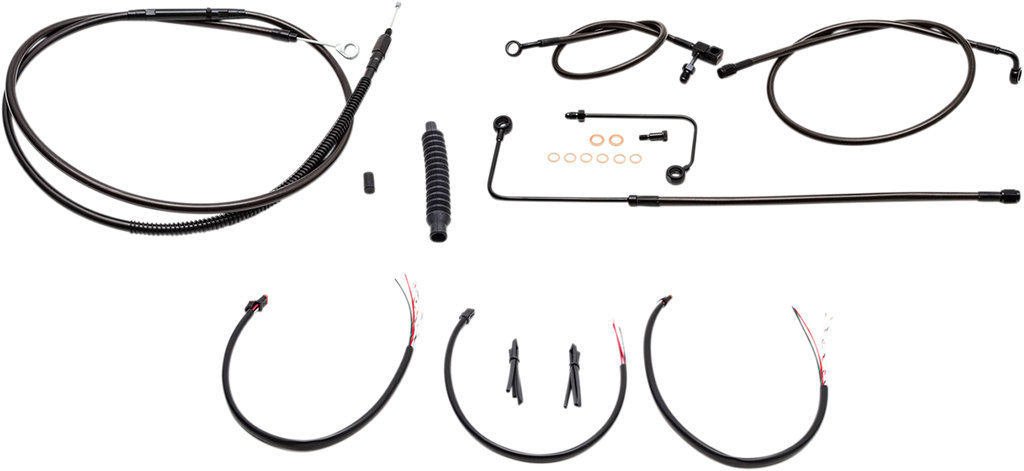 LA Choppers Complete Midnight Braided Handlebar Cable/Brake Line Kit — Standard