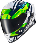 Scorpion EXO EXO-R1 Air Full Face Helmet Carbon Rastor WHT/GRN/Blue MD R1C-2104