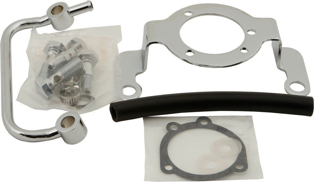 Harddrive Air Cleaner Brackets Complete MNT Kit Breather Tube Chrome Bigtwin 93-17 NON-TBW 120117 for Harley-Davidson FLD Dyna Switchback / FLHR Road King & More