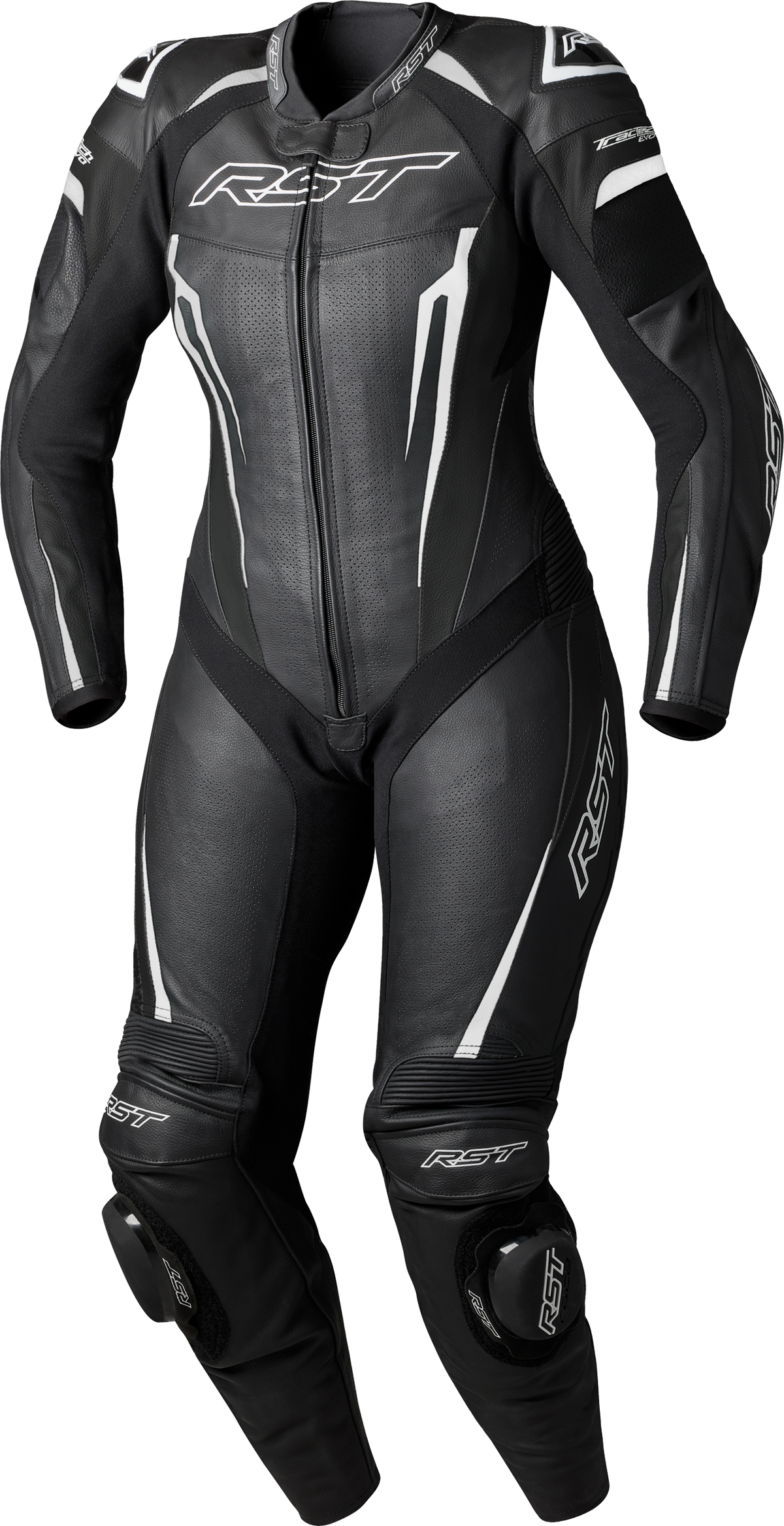 RST Womens Tractech EVO D3O Suit Black/White Leather MD 103643WHI-12