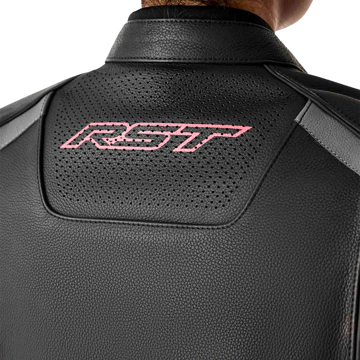 RST Womens S1 D3O Leather Jacket BLK/FLO Pink MD 103626PNK-12