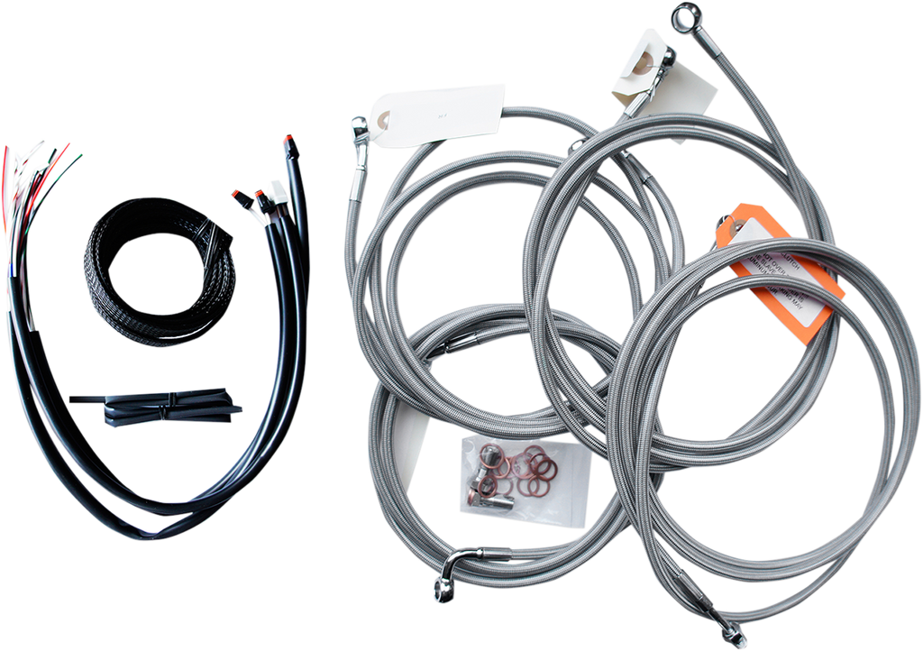 LA Choppers Complete Stainless Braided Handlebar Cable/Brake Line Kit — Cable Kit