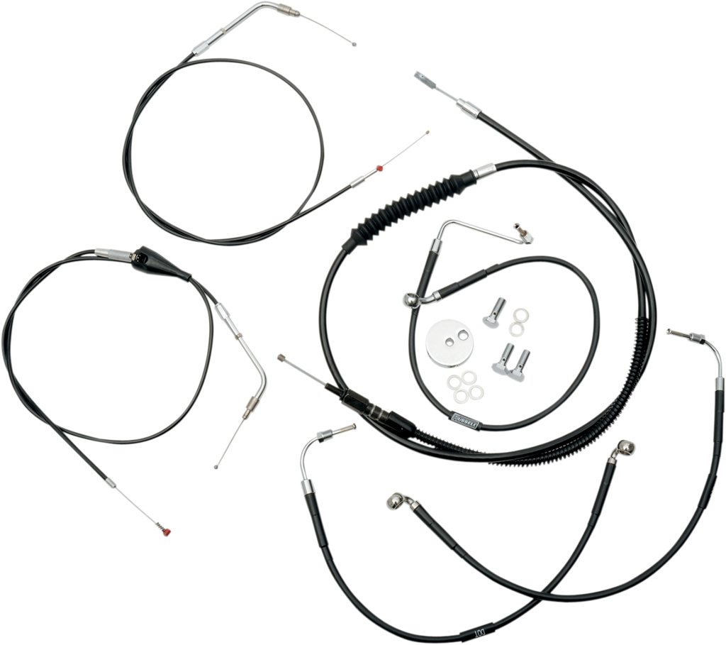 LA Choppers Standard Black Vinyl Handlebar Cable/Brake Line Kit — Mini/Ape Hanger