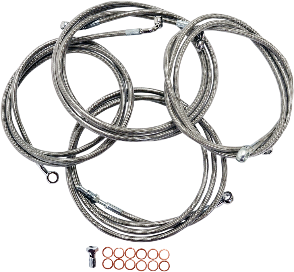 LA Choppers Standard Stainless Braided Handlebar Cable/Brake Line Kit