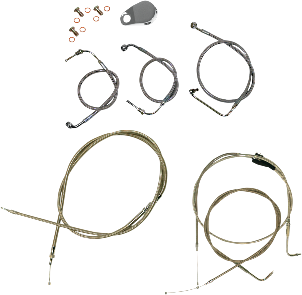 LA Choppers Standard Stainless Braided Handlebar Cable/Brake Line Kit