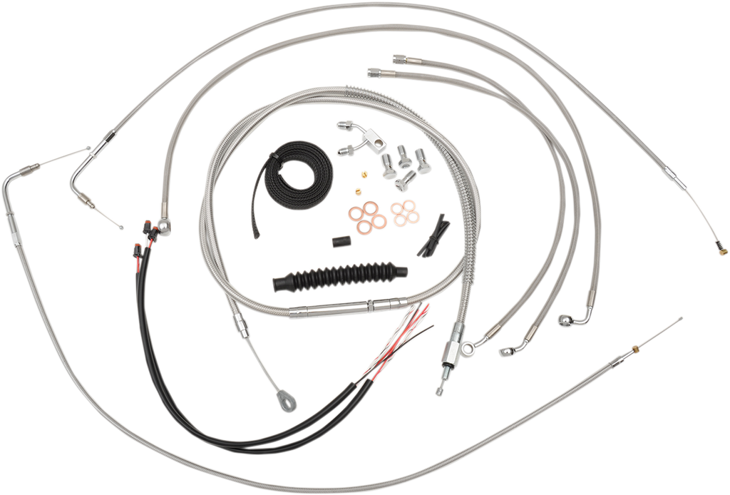 LA Choppers Complete Stainless Braided Handlebar Cable/Brake Line Kit — Cable Kit