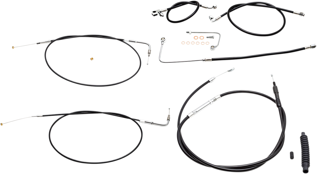 LA Choppers Standard Black Vinyl Handlebar Cable/Brake Line Kit — Ape Hanger