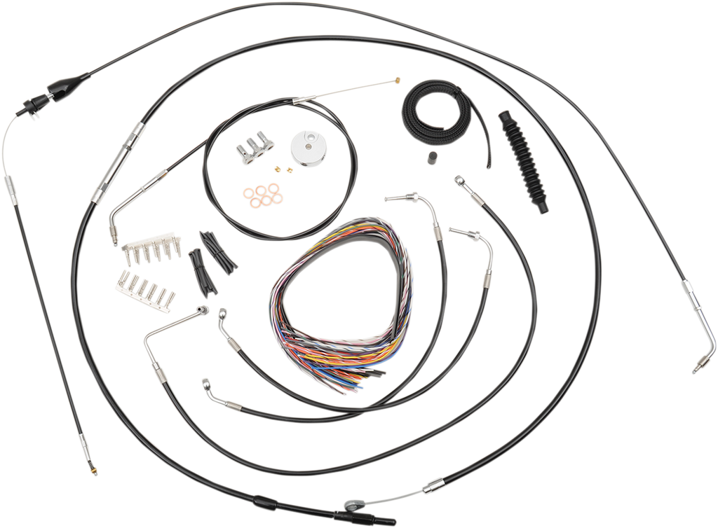 LA Choppers Complete Black Vinyl Braided Handlebar Cable/Brake Line Kit
