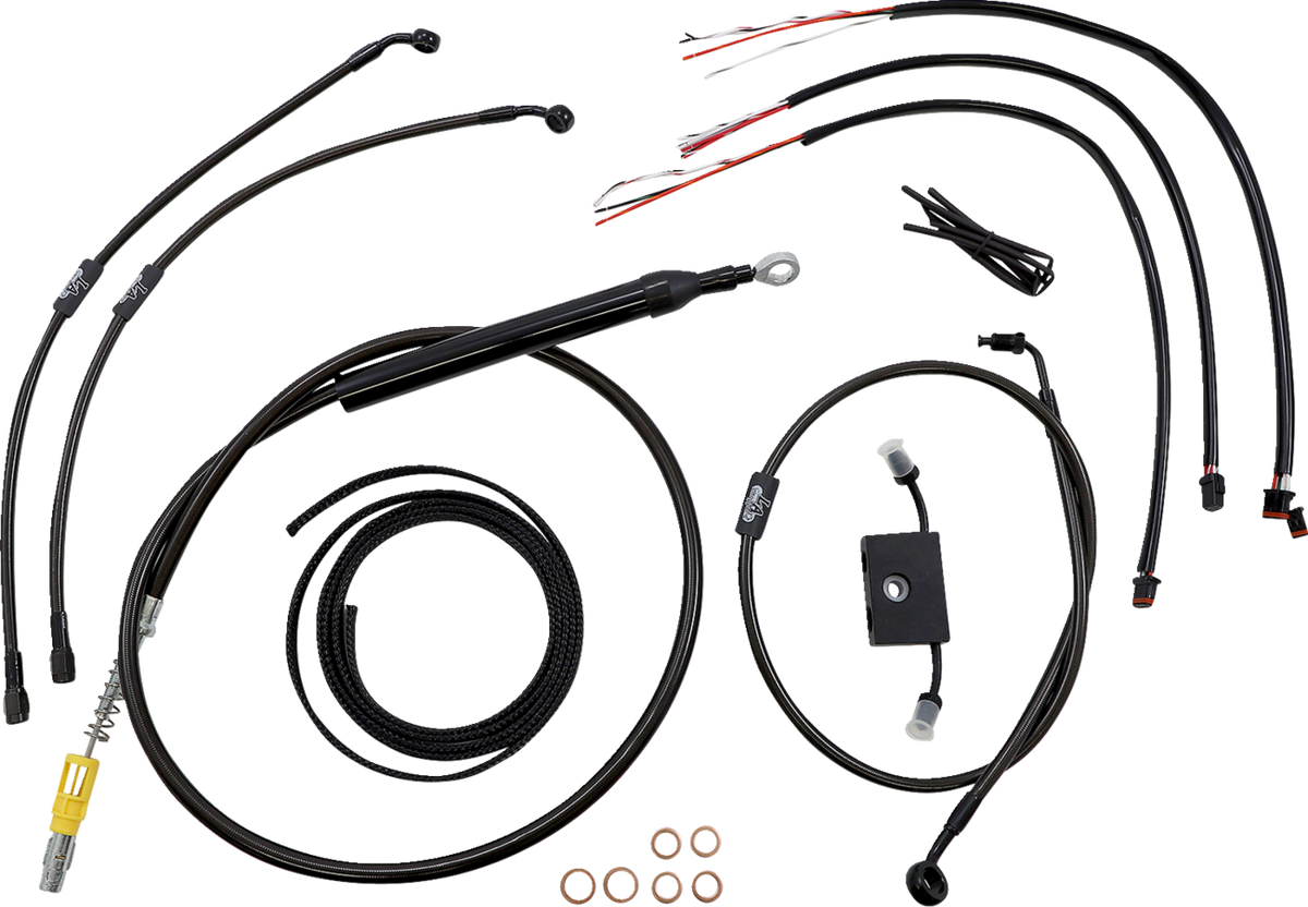 LA Choppers Complete Midnight Braided Handlebar Cable/Brake Line Kit — Standard