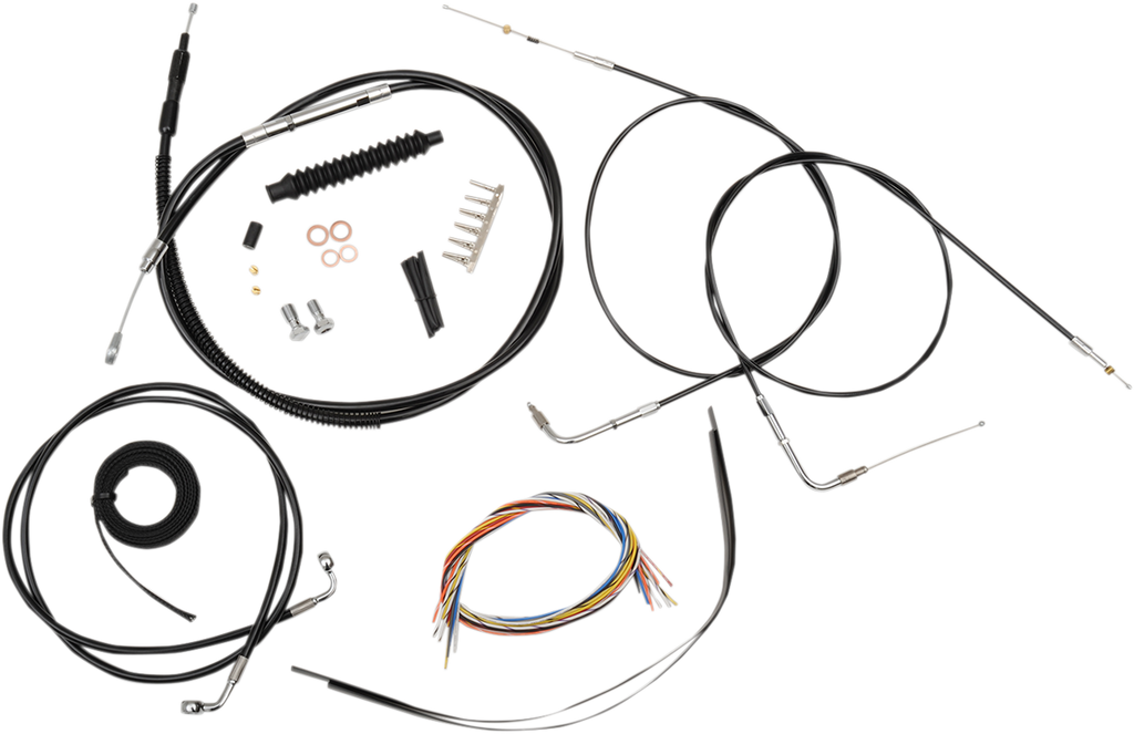 LA Choppers Complete Black Vinyl Braided Handlebar Cable/Brake Line Kit