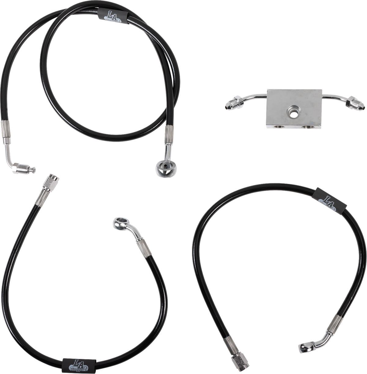 LA Choppers Black Braided Brake Line Kit