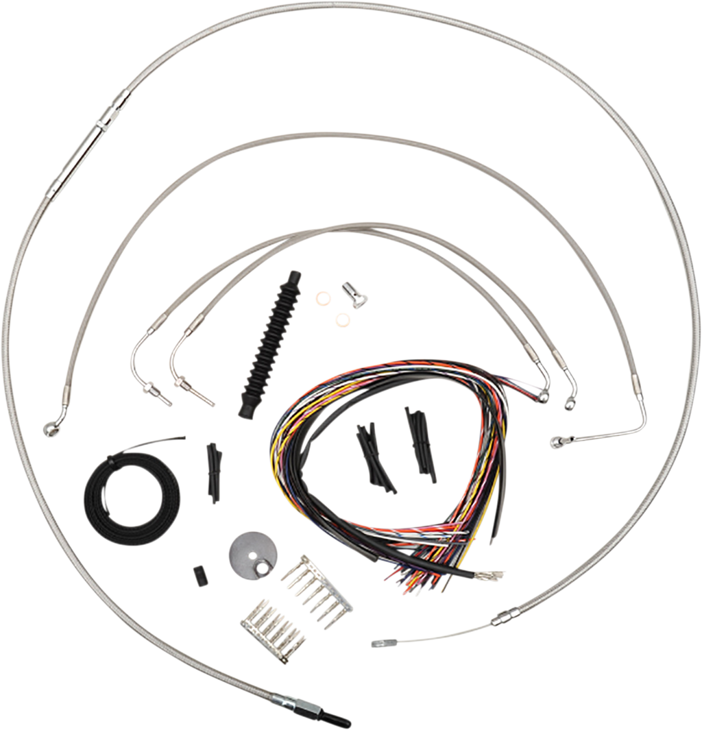 LA Choppers Complete Stainless Braided Handlebar Cable/Brake Line Kit — Cable Kit