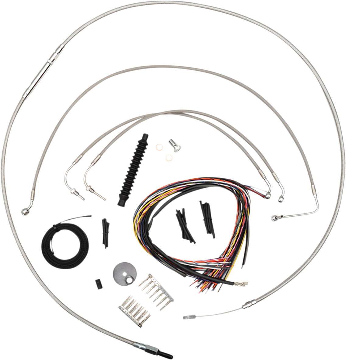 LA Choppers Complete Stainless Braided Handlebar Cable/Brake Line Kit — Cable Kit
