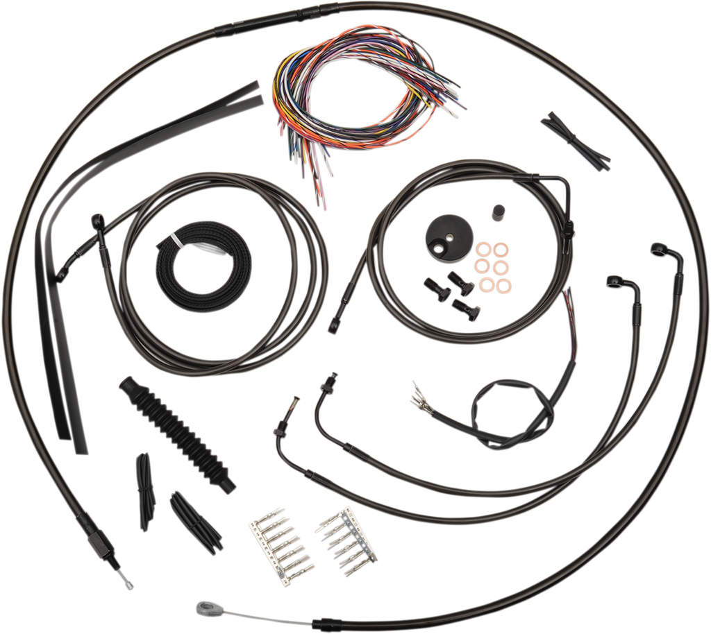 LA Choppers Complete Midnight Braided Handlebar Cable/Brake Line Kit — Standard