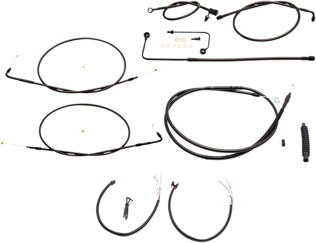 LA Choppers Complete Midnight Braided Handlebar Cable/Brake Line Kit — Standard